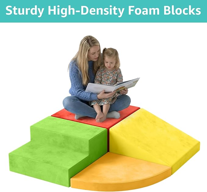 YENING Large Foam Climbing Blocks for Toddlers 1-3 Baby Climbing Toys for 1 Year Old Soft Play Set for Babies 6-12 Months Indoor 4 Piece