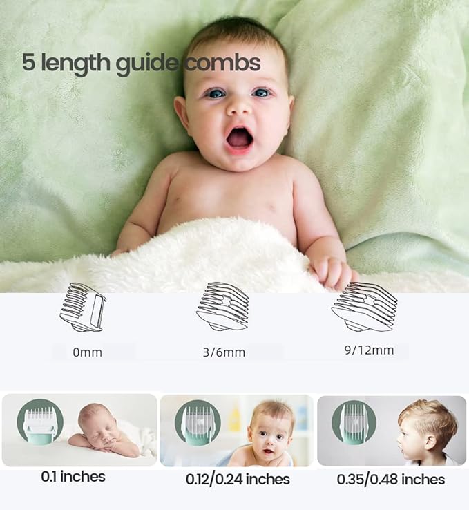 Baby Hair Clippers, Coldless Quiet Hair Trimmer Shaver for Toddler Children with Autism, Waterproof Rechargeable Haircut Kit for Infant Kids Ceramic Blade