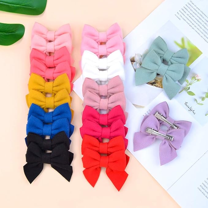 Choicbaby 40PCS/20Colors 2.8 Inches Baby Girls Hair Bows Clips Alligator Clips Felt Woolen Hair Barrettes Hair Accessories for Toddlers Infants Kids and Little Girls