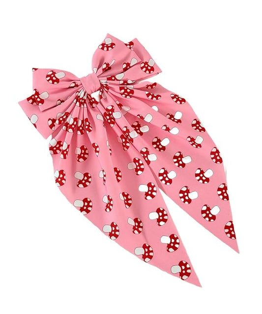 Kids Girls Mushroom Hair Clips Bow Mushroom Pattern Hair Pin Kids Girls Mushroom Print Hairclips BBW03 (Bow-B2)