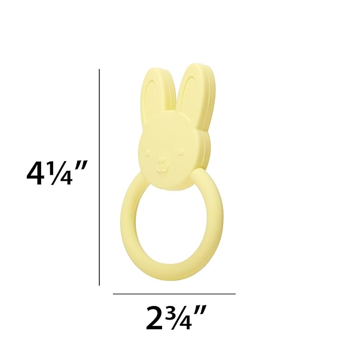 C.R. Gibson 100% Food Grade Silicone Bunny Baby Teether for Infants, 2.75" x 4.25", Multicolor