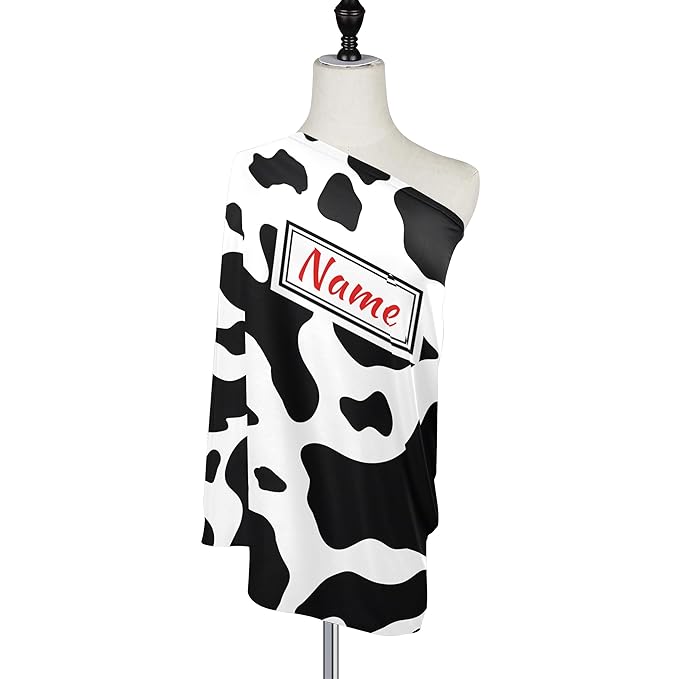 Seamless Pattern Cow Skin Custom Baby Car Seat Cover Personalized Your Name Nursing Covers Breastfeeding Scarf Infant Carseat Canopy for Mom Baby Gift