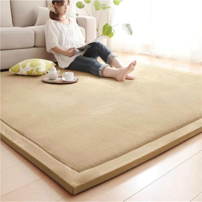 Play Crawling mat for Nursery Baby, Extra Soft Activity Floor Mat for Kids Playroom Bedroom-Light Brown-120 * 120cm