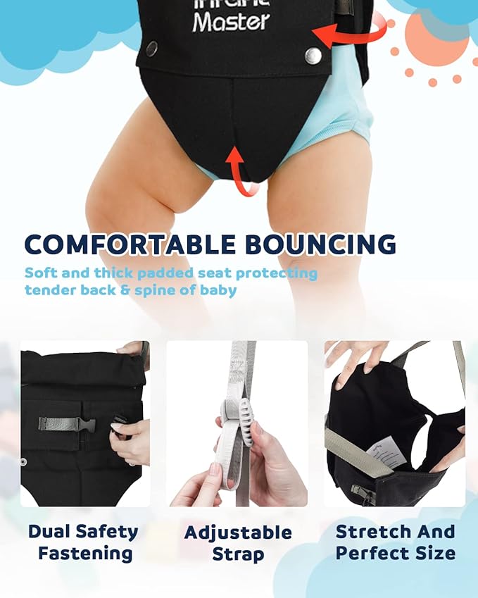 Infant Master Baby Doorway Jumpers, Sturdy Johnny Jumper Adjustable 10.8"-23.6" Strap, Soft Baby Johnny Bouncer w/Seat Bag, Protable Doorway Jumper and Boucer for Baby, Ideal Gift for Infant