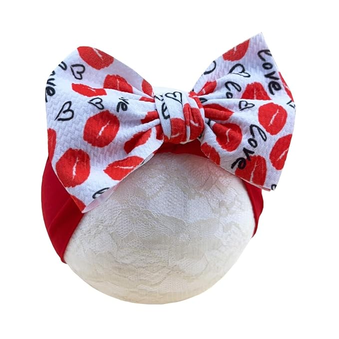 Baby Nylon Headbands Valentine's Day Baby Bows Stretchy Red Headbands for Newborns Infant Cute Hair Accessories (Y14, FZ)