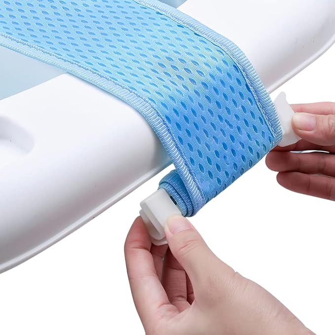 Baby Bath Seat Support Net Newborn Bath Cushion Pad Anti-Slip Infant Bathtub Sling Shower Mesh Mat Soft Bath Net Bath Pillow Adjustable Shower Pad for 0-18 Months Light Blue