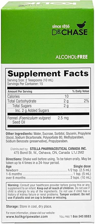 Dr. Chase Kolik Gripe Water for Babies, Alcohol Free Gripe Water for Infant Colic and Gas Relief, Safe and Soothing Colic Baby Relief - 5 Fl Oz (Pack of 2)