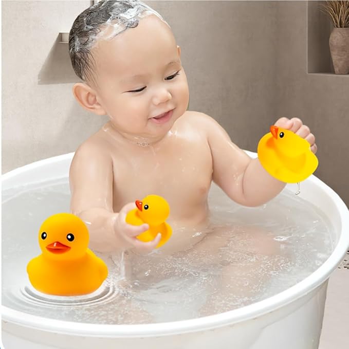 10Pcs No Hole Yellow Rubber Ducks Bath Duck Toys for Toddlers Boys Girls,Mold Free Yellow Ducky in Bulk Mini Ducks Baby Shower Duck Decorations Party Favors
