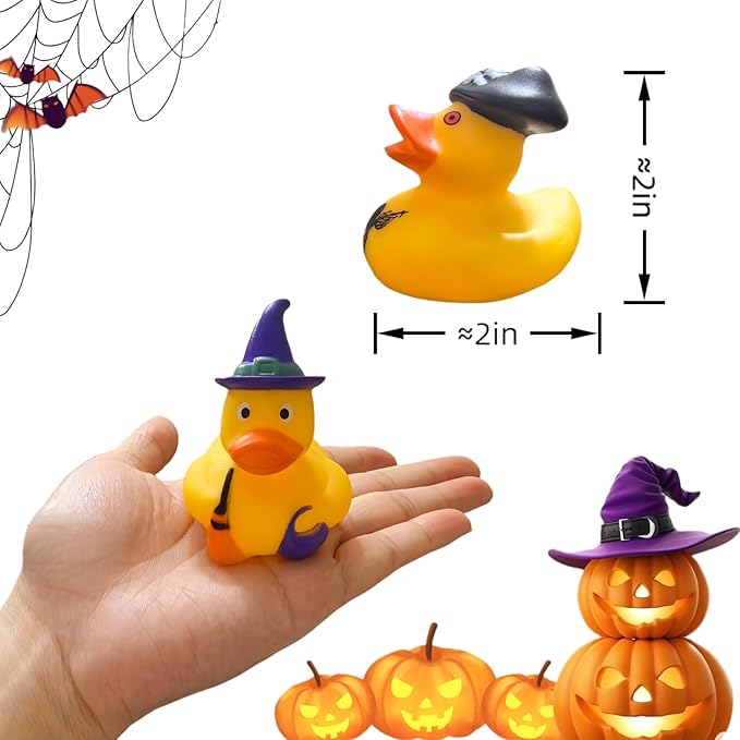 36 PCS Halloween Rubber Ducks in Bulk, Halloween Ducks for Jeep Ducking - Assorted 2" Halloween Themed Duckies | Kids Party Favors, Trick or Treat Gifts, Gift Exchange, Cruise Ducks,Bath Toys