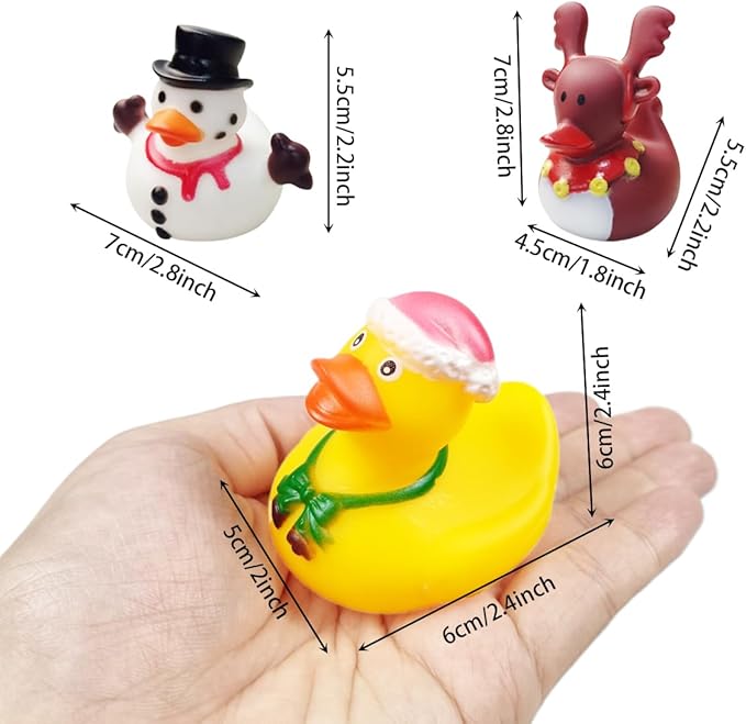 Anditoy 24 Pack Christmas Rubber Ducks Bath Toys for Kids Boys Girls Toddlers Christmas Party Favors Stocking Stuffers Gifts