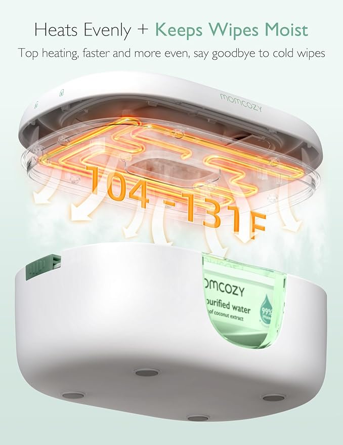 Momcozy Baby Nail File Electric, Gentle Baby Nail Trimmer Electric Rechargable & Momcozy Baby Wipe Warmer, Innovative Spring Design, Large Capacity Wipes Dispenser