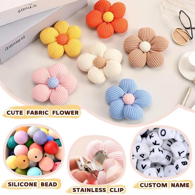 Personalized Flower Pacifier Clip with Name to Soothe Babies Creative Silicone Pacifier to Prevent Chain Loss