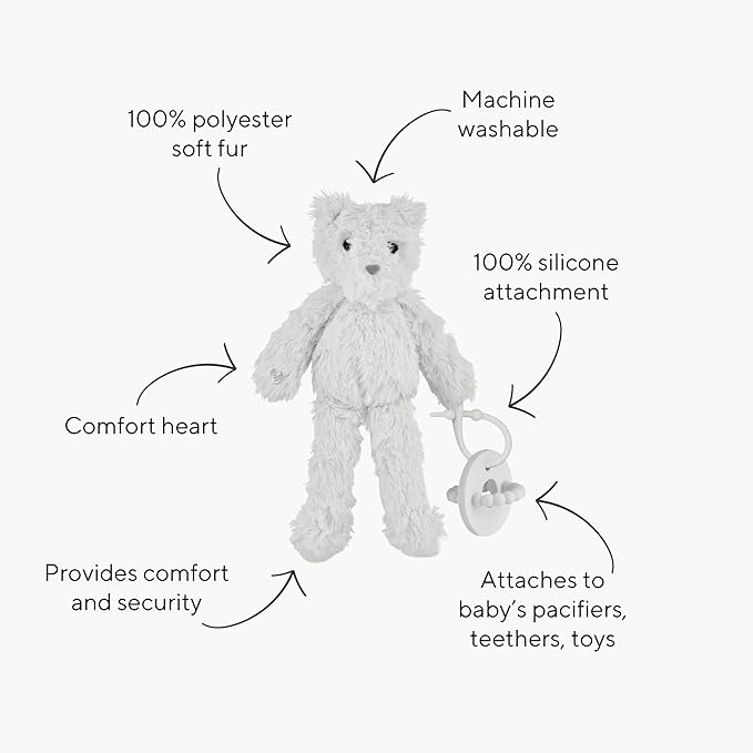 Ryan & Rose Cutie Cuddle Pacifier Holder Animal (Grey)