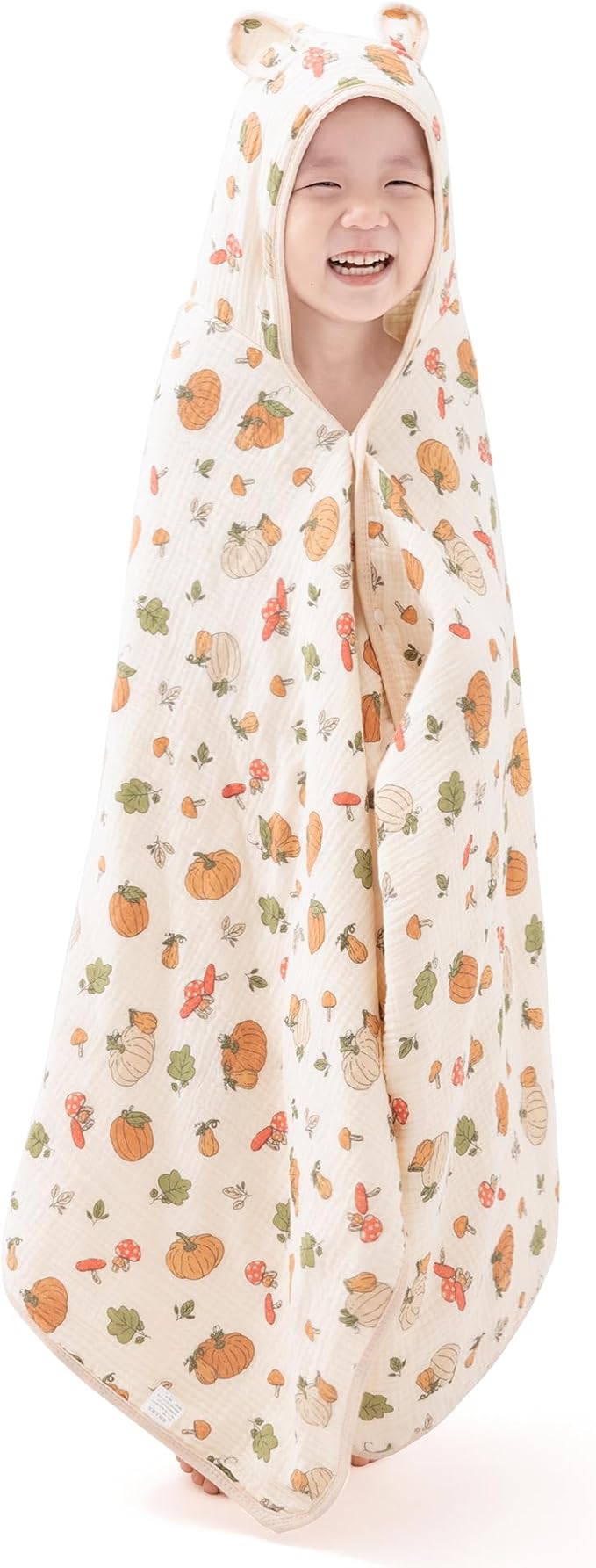 Hooded Towel Muslin Hooded Towel Made from Organic Cotton 6-Layer Cotton Bath Towel, Soft Bath Towels 25x51inches for Toddler Baby