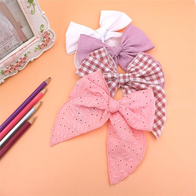 Pack of 4 Gorgeous Fable Bow Hair Clips for Girls Women Linen Hair Bow Alligator Clips Toddler Baby Mom Young Girl Hair Accessories (Blush/Mauve)