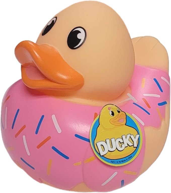 Big Rubber Ducky Collectible Mix (5.5") Alien, Robot, Dinosaur, Splat, Ninja, Confetti, Pink Heart, Yellow, Unicorn and Astronaut. Perfect for Ducking (Confetti Pink)