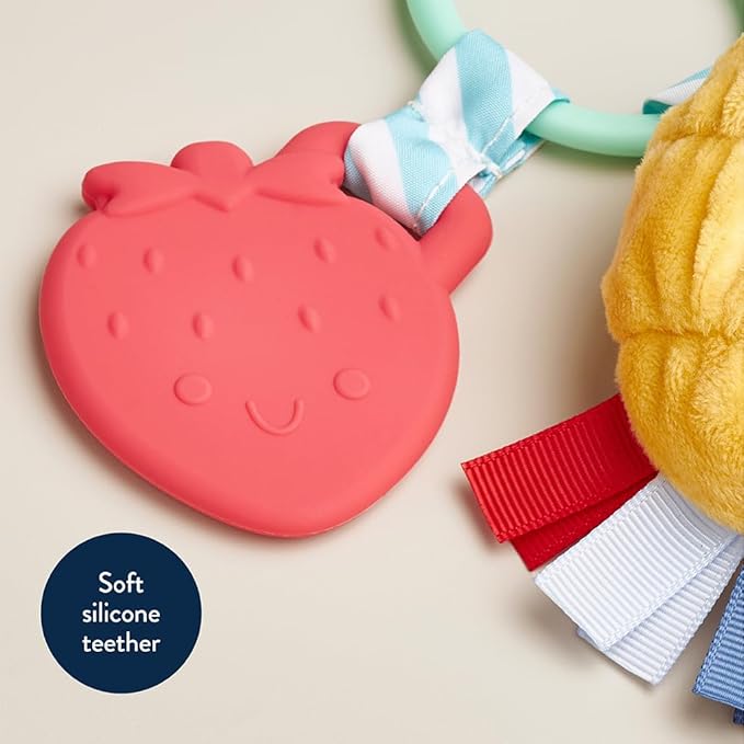 Itzy Ritzy Infant Toy & Teether - Itzy Pal Baby Teething Toy Includes Lovey, Crinkle Sound, Textured Ribbons & Silicone Teether for Newborn (Croissant)