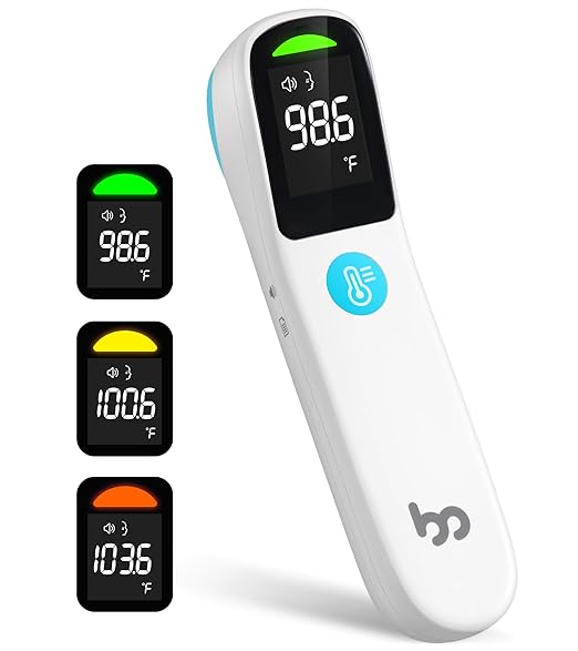 Thermometer for Adults and Kids, Automatic Measurement Within 1-3cm, Fast Accurate Baby Thermometer with Fever Alarm and Mute Mode, White