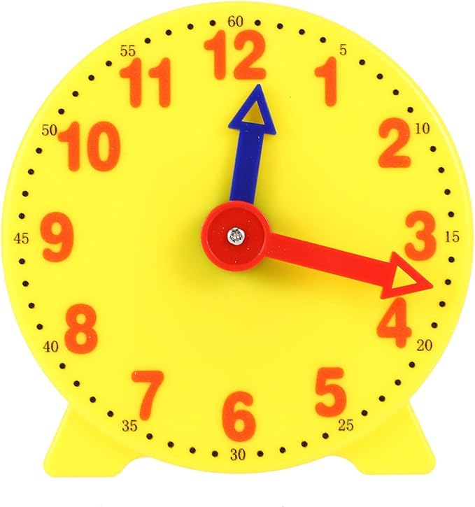 4 Inch Student Learning Clock Time Model Teacher Gear Clock 12/24 Hour School Learning Tools