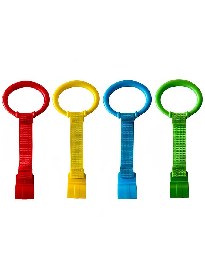 4 Pcs Baby Playpen Pull Up Rings, Baby Walking Exercises Assistant Rings, Bed Stand Up Rings for Infant Toddler
