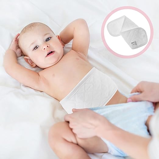 EXCEART Baby Belly Protection Belt 6Pcs Cotton Newborn Umbilical Cord Navel Band Infant Belly Wrap Soft White 15.94X3.54 Inch
