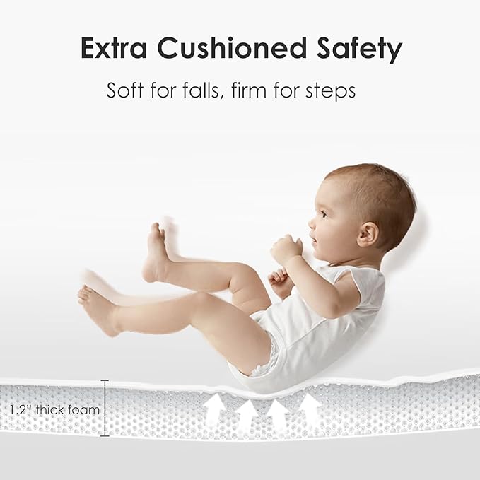 FONESO Baby Play Mat, 50"x50" Stylish Super Soft Vegan Leather Floor Mat for Infants and Toddlers, Cushioned & Waterproof Playpen Mat and Just Wipe-Clean Playmat for Baby Play on Floor (Army Green)