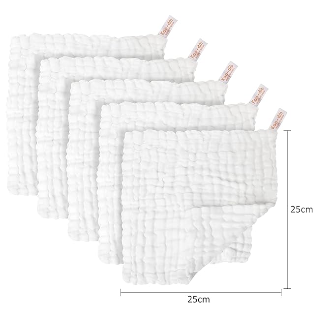 Baby Muslin Soft White Small Washcloths for Newborn Essentials Must Haves Muslin Wash Absorbent Burp Cloths Registry for Your Baby Boy Face Towel And Bath Washcloth Koo-dib 30 Pack Set + Wash Mesh Bag