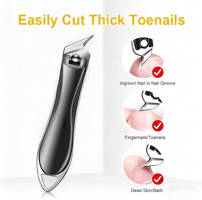 Electric Nail Clipper, 2026 Improved Nail Clippers Set, Includes an Automatic 2-in-1 Nail Clippers (with LED Light & Storage Box), an Oblique Nail Clippers, Ideal for All Your Nail Care Needs - White