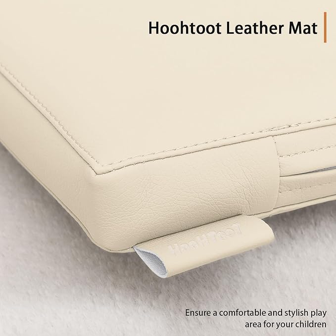 Foam Play Mat for Baby: PU Leather Waterproof Kids Playmat - Beige Baby Play Mats for Floor - Thick Play Mat for Playpen Padded Playpen Mattress Soft Infant Mat for Preschool (Beige Foam mat)
