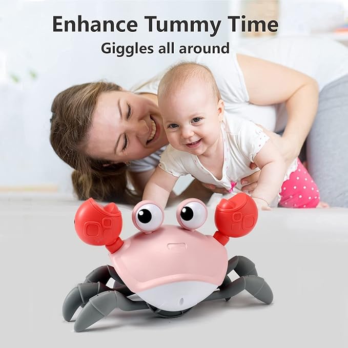 control future Baby Girl Toys Tummy Time: Pink Crawling Crab Babies Montessori Toy Learning 36 Months 3 Year Old Birthday Infant Girls Valentines Gifts Stuff 0 1 2 Essentials
