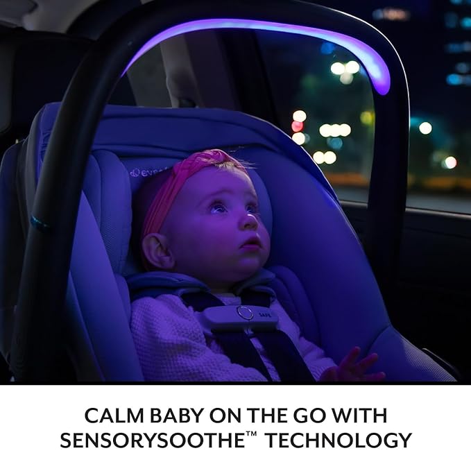 Evenflo LiteMax NXT Rear-Facing Lightweight Preemie and Infant Car Seat 3-30lbs with SensorySoothe. Easy Install with Base (Quartz)