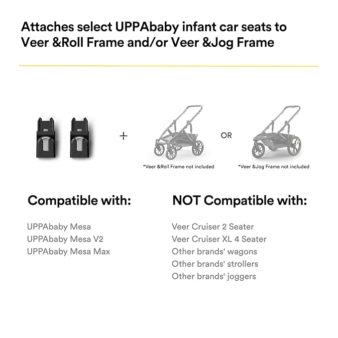 Veer Switchback Infant Car Seat Adapter for &Roll and &Jog Frames (Compatible with UPPAbaby Infant Car Seats) | Fits onto Veer &Roll Stroller Frame or Veer &Jog Jogger Frame