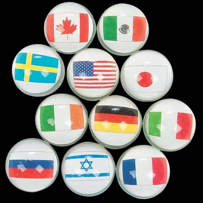 Fun Express - Around The World Bouncing Balls - Toys - Balls - Bouncing Balls - VBS Vacation Bible School Supplies/Decor - 12 Pieces