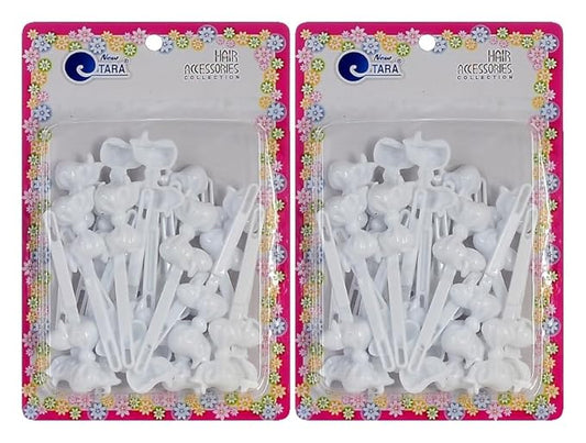 Classics Self Hinge Hair Barrettes for Girls Plastic Hair Barrettes for Baby bow Girl Barrettes 80s 90s Bow Cartoon Design Hair Pins for Baby Girls Toddlers total 40 count (WHITE)