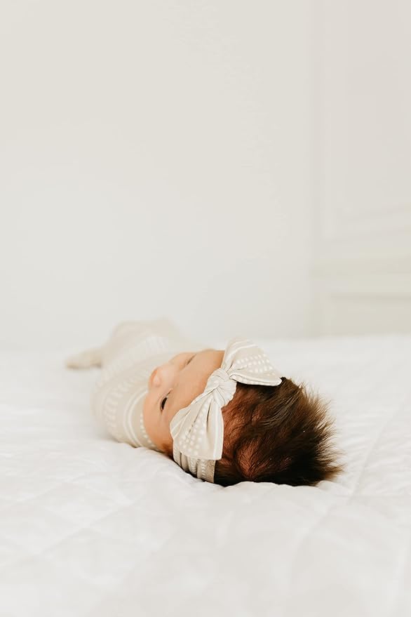 Copper Pearl Baby Bows: Stylish Headbands for Baby Girls, Premium Soft and Stretchy Baby Headbands, Perfect for Newborns, Trendy Designs - Clay
