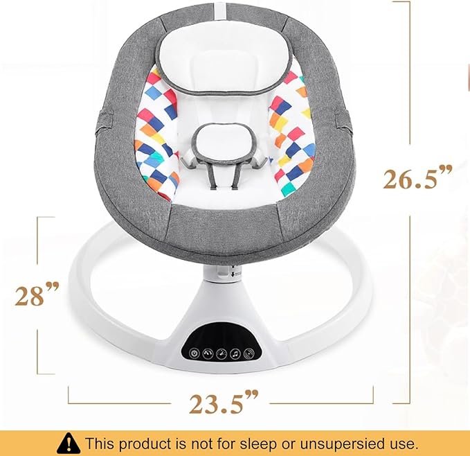 Soobaby Baby Swing for Infants,Electric Swing for Babies,Portable Swing for Baby Boy Girl,Remote Control Indoor Baby Rocker with 5 Sway Speeds,Music and Bluetooth,Deep Gray