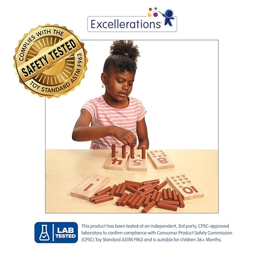 Excellerations Peg Number Board, Included: 10 Rubberwood Boards + 55 Wood Pegs + Storage Bag, Montessori Math Materials, Learning Manipulatives, Counting for Kids, Reggio Emilia Classroom Essentials