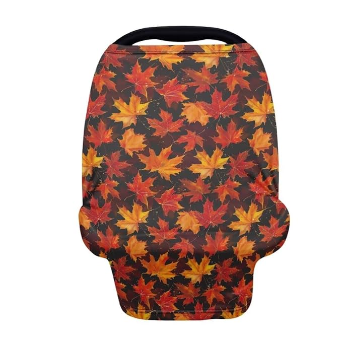 Coldinair Fall Leaves Multifunctional Nursing Cover Multi Use Cover for Baby Floral Car Seat Canopy Shopping Cart Cover,Stroller Cover