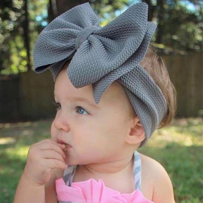 Bows for Baby Girls Headband, Newborn Bows Headbands Baby Hair Bows Hairbands Hair Accessories.(FD104-Pink Gray)