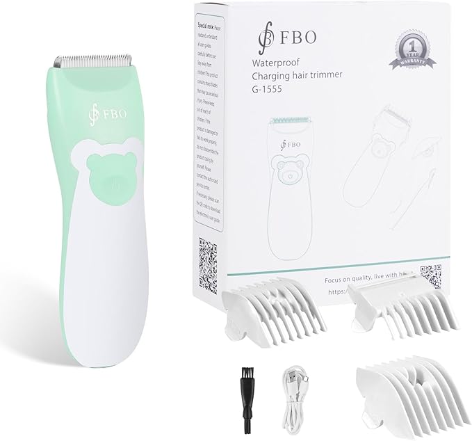 FBO Bear Baby Hair Clippers Pro Quiet Waterproof Painless for Infants & Toddlers