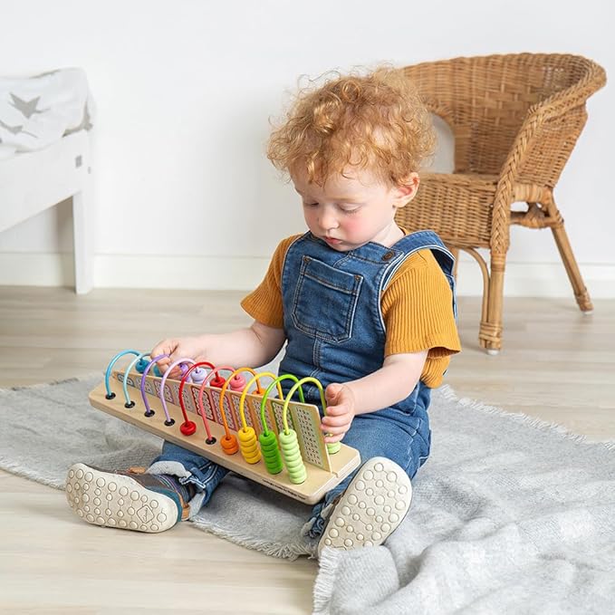 Bigjigs Toys Rainbow Counting Abacus (56 Piece) - Learn Addition & Subtraction, Wooden Numbers & Maths Games, Early Learning Resources for Children, 3+ Years