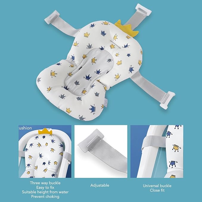 Infant Bath Support Seat ow, Easy Cleaning, Connectable Bath Mat, Comfortable and Material for Cozy Newborn Bath