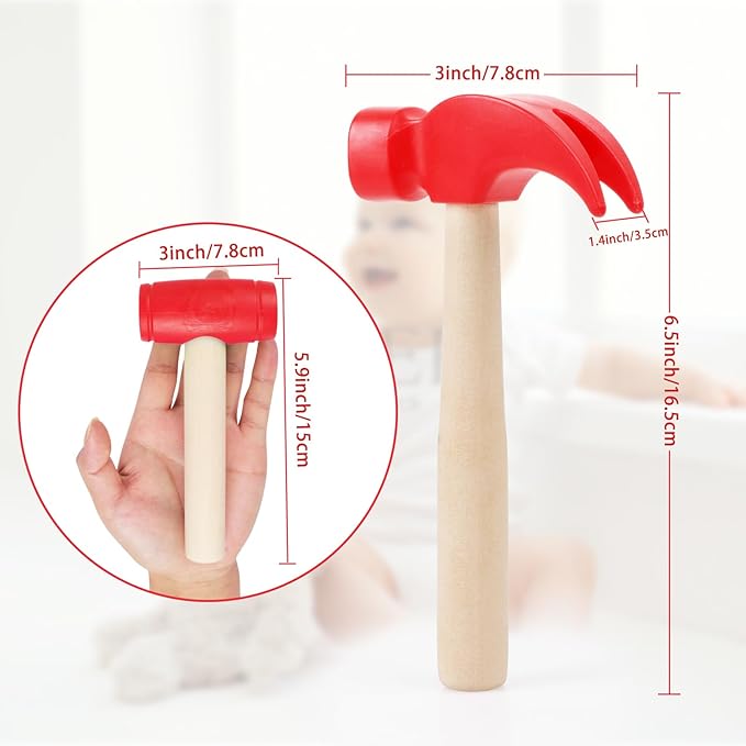 2pcs Toy Hammer Simulation Wooden Hammers Small Plastic Toddler Claw Hammer Portable Kids Maintenance Tools Toys Pretend Fake Mallet Hammers for Boys Girls