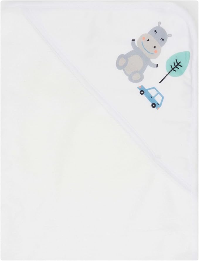 Hooded Baby Towels 3-Pack – Soft Baby Bath Towels with Hood for Newborns & Toddlers, Baby Hooded Towel Set, 30" x 26" (Hippo Cars)