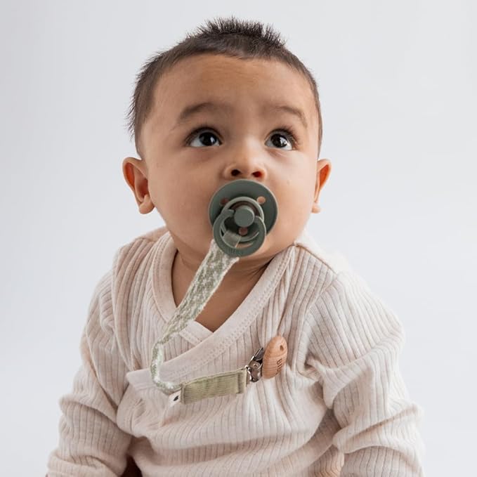Bibs - Pacifier Clip - Sand/Vanilla