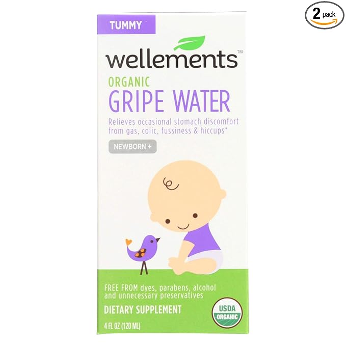 2 Pack Of Wellements Organic Gripe Water For Tummy, 4 Fl Oz (Packaging May Vary)