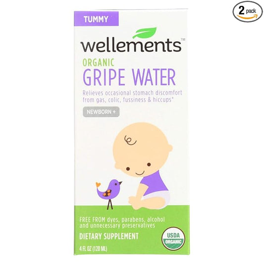2 Pack Of Wellements Organic Gripe Water For Tummy, 4 Fl Oz (Packaging May Vary)