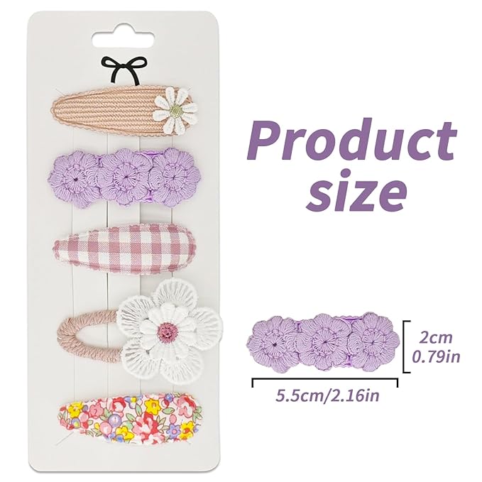 5 Pcs Soft Baby Hair Clips - 5 Snap Barrettes for Girls & Toddlers, Gentle Grip Non-Slip Toddler Hair Clips for Thin and Thick Hair
