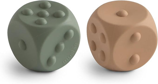 mushie Silicone Dice Press Toy | Baby Sensory Play for 10+ Months (Dried Thyme/Natural)