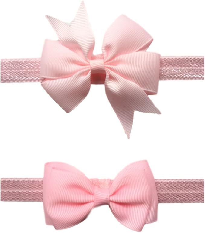 2pc/Set Baby Girls Grosgrain Ribbon Hairband Set Ribbon Bows Hair Tie Headband JB10
